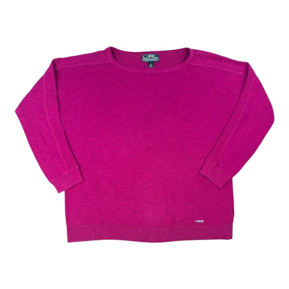 Lauren Active Ralph Lauren Women's Large Cotton Pullover Sweater‎ Fuchsia Pink